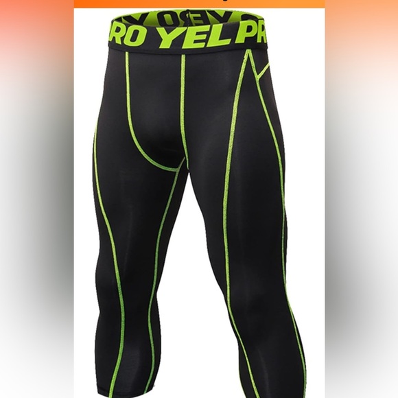 3/4 Compression Pants Cool Dry CapriTights Workout Running Sports Tights 2 pairs - Picture 1 of 5